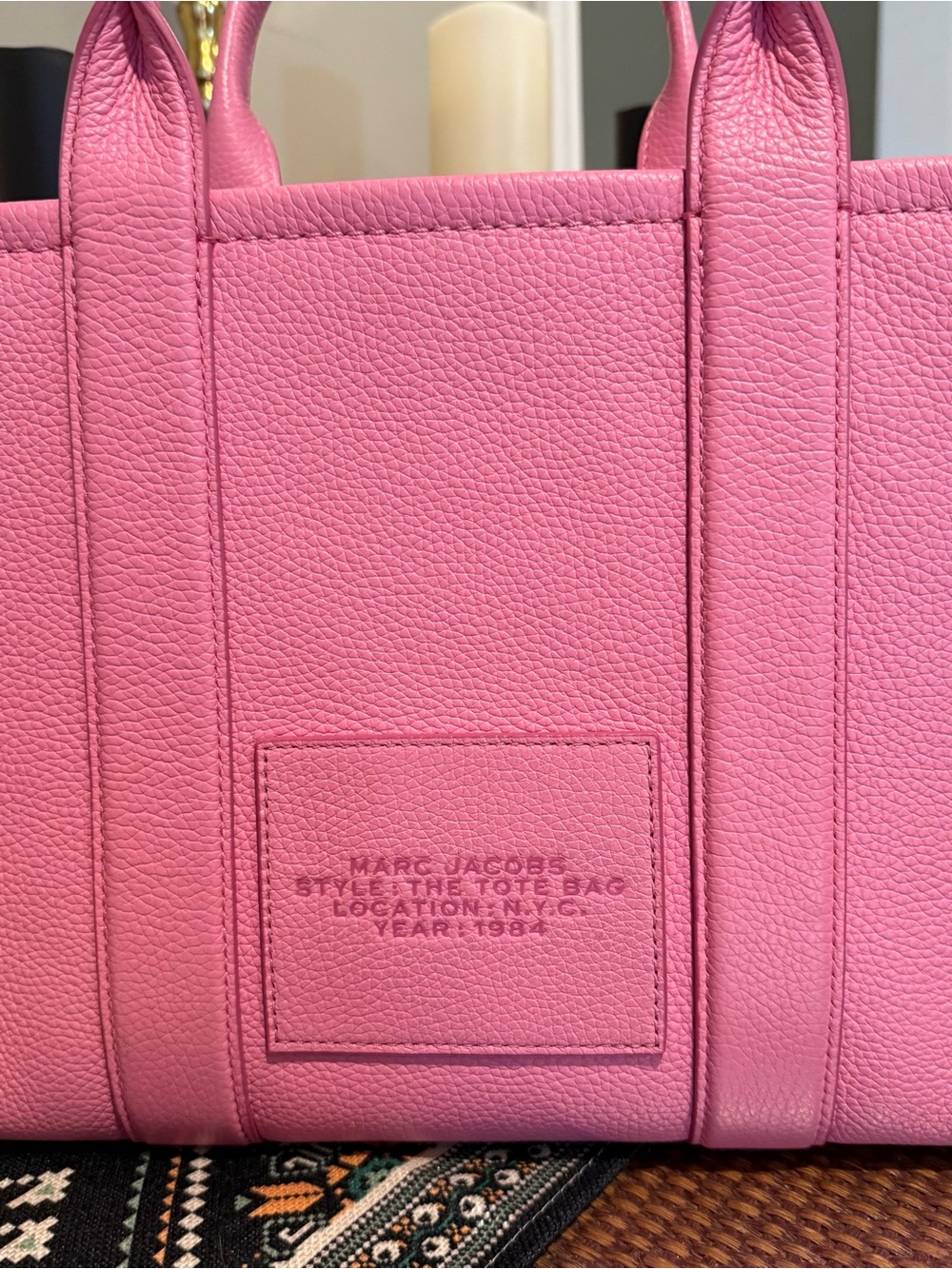 Marc Jacobs Bubble Gum pink ‘The Tote Bag' 100% real Leather Tote - Picture 4 of 6
